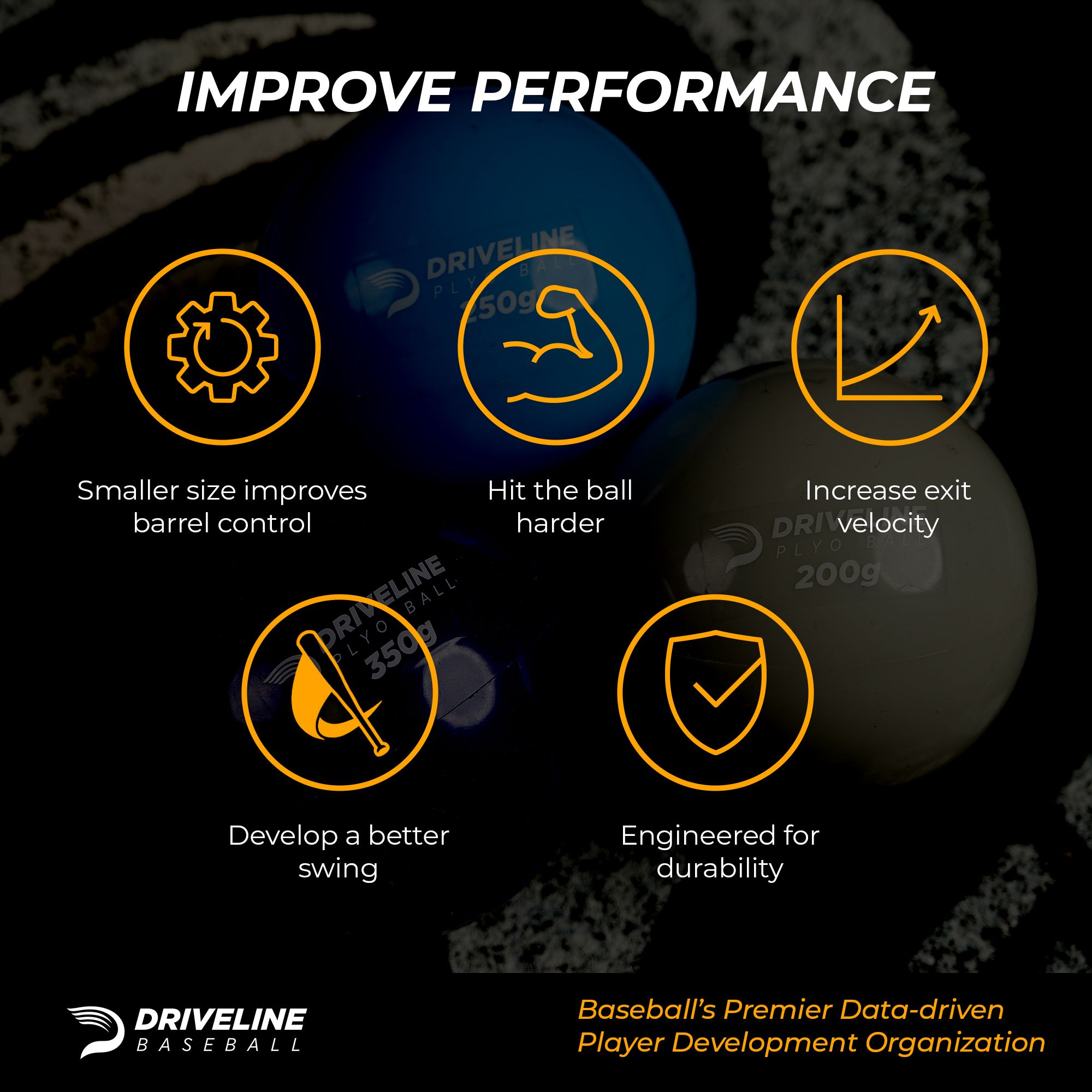 IMPROVE PERFORMANCE

- Smaller size improves barrel control
- Hit the ball harder
- Increase exit velocity 
- Develop a better swing
- Engineered for durability