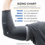 Pulse Compression Sleeve Size Chart

To determine proper sleeve size, measure circumfrence of throwing arm bicep.

- Youth: smaller than 10.5 in (26 cm)
- Small: 10.5 - 12.0 in (26-30 cm)
- Medium: 12.0 - 13.5 in (30-34 cm)
- Large: 13.5 - 15.0 in (34-38 cm)
- X-Large: larger than 15.0 in (38 cm)